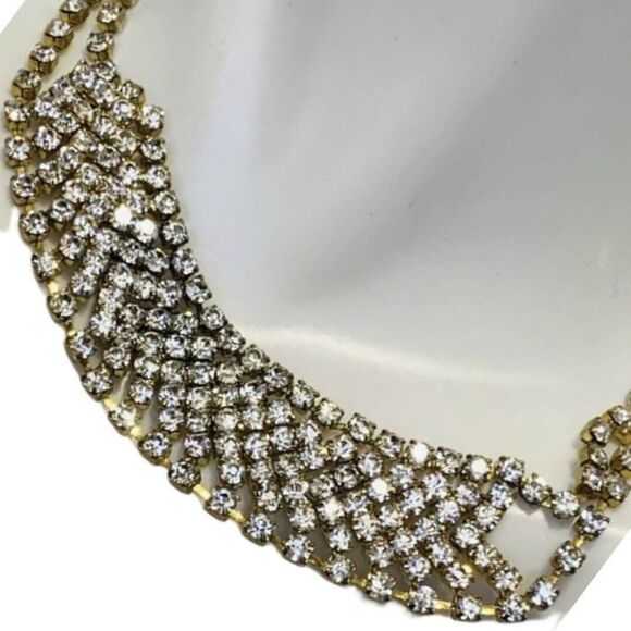 Vintage Multi Row Rhinestone Gold Tone Chain Wedding Runway Women’s Bracelet - Picture 11 of 11